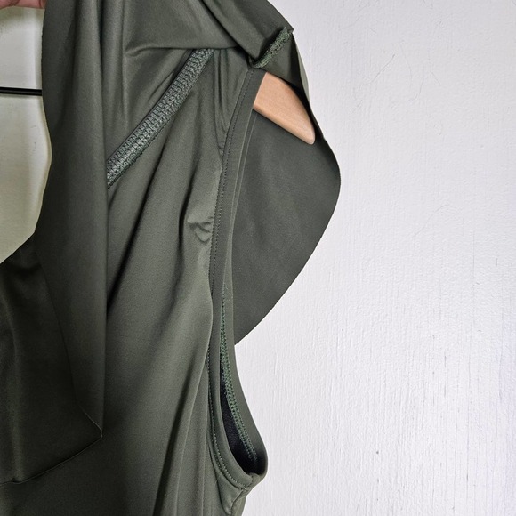 Hilor‎ One Shoulder One Piece Swimsuit 16 Olive Green Asymmetrical Ruffle - Picture 5 of 12